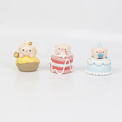 Mini cute cake piggy 10CM gacha blind box doll figure micro landscape doll scene toy ornaments