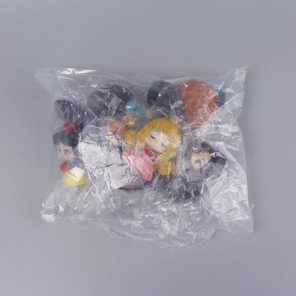 Cute little princess 9 pieces set figure white snow love Lo Merida princess cake decoration ornament car car