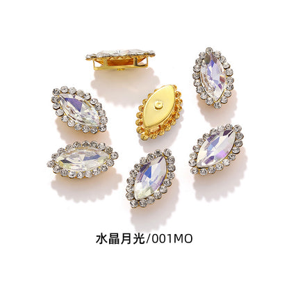 Horse Eye Sunflower Double-layer Hand-Stitched Diamond Shaped Edge Glass Diamond Clothing Bag DIY Accessories Manufacturer Wholesale