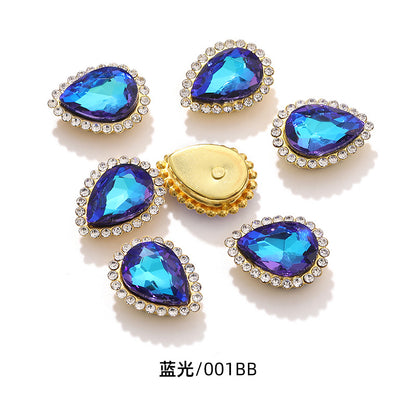 Double-layer waterdrop sunflower flower flower plate diamond buckle, hand-stitched rhinestone, thickened gold holder, glass diamond, clothing, shoes, bags, DIY accessories