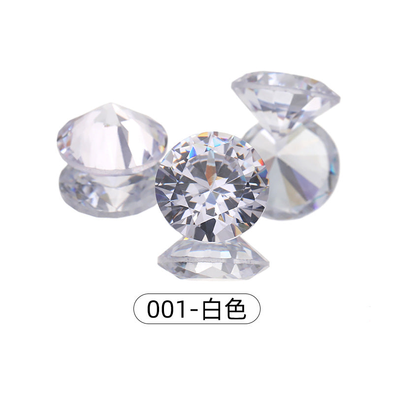 Cross-border round zircon bare stone, pointed bottom glass diamond, colored zircon sparkle, bright white zircon nail drill manufacturer