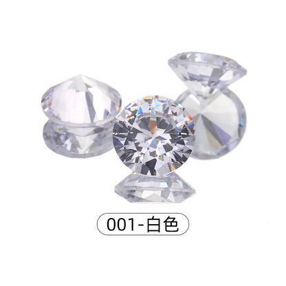 Cross-border round zircon bare stone, pointed bottom glass diamond, colored zircon sparkle, bright white zircon nail drill manufacturer