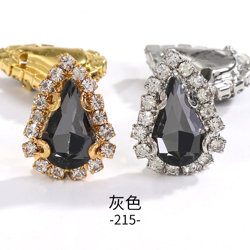 Pointed waterdrop claw rhinestone edge 4-hole hand-stitched rhinestone DIY headwear accessory clothing flash rhinestone accessory pointed waterdrop crystal buckle