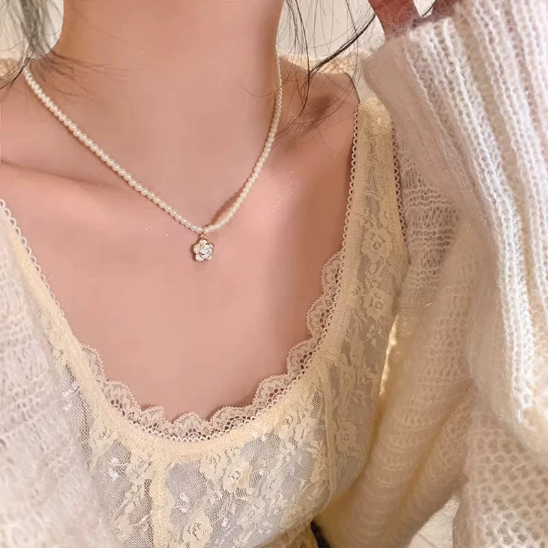 Korean INS style double-layer pearl starry sky necklace for women, sophisticated light luxury necklace, accessory choker collarbone chain
