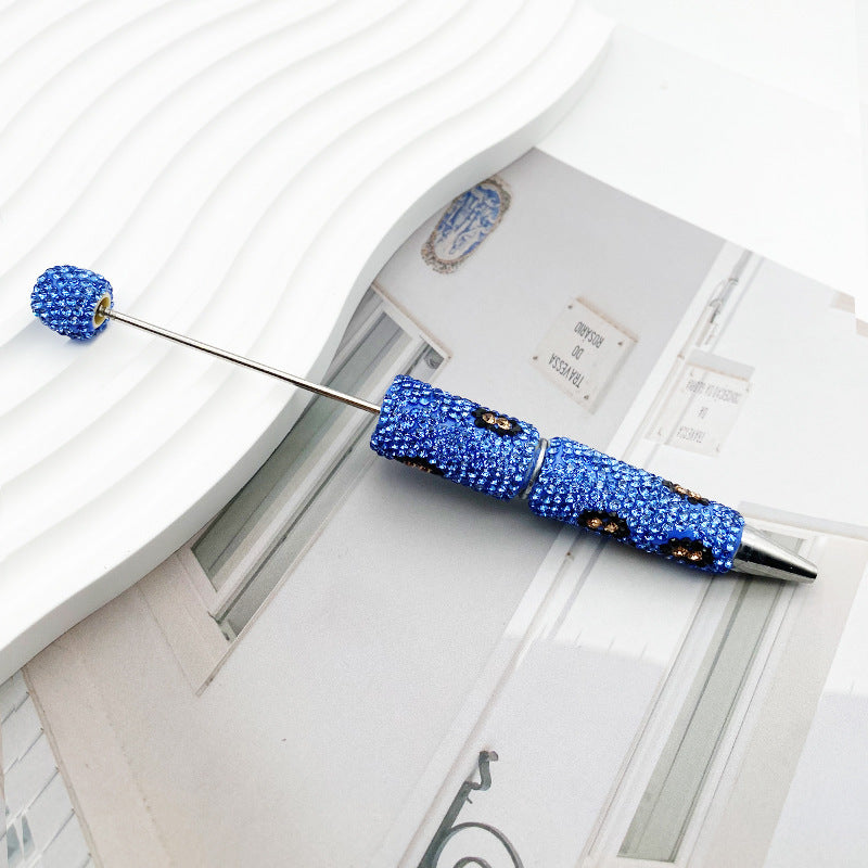 Leopard print full diamond ballpoint pen creative DIY beading pure handmade diamond set ballpoint pen advertising gift pen spot wholesale