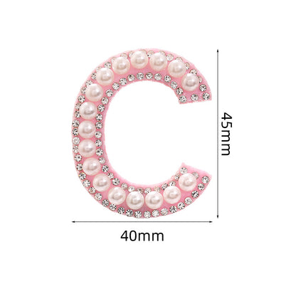 Hot Heat Patch Stickers with 26 English Letters DIY Accessories Clothing Accessories White Diamond Pink Nonwoven Fabric Stickers