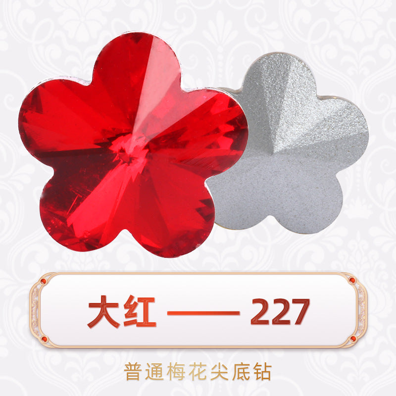 Factory wholesale plum blossom rhinestones, irregular pointed bottom glass rhinestones, phone diamond sticking materials, DIY jewelry accessories