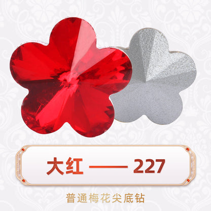 Factory wholesale plum blossom rhinestones, irregular pointed bottom glass rhinestones, phone diamond sticking materials, DIY jewelry accessories