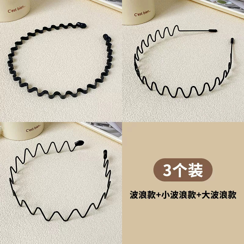 Simple black metal headband for women's face washing, sports invisible men's hairband fixed headband that does not tighten hair clips