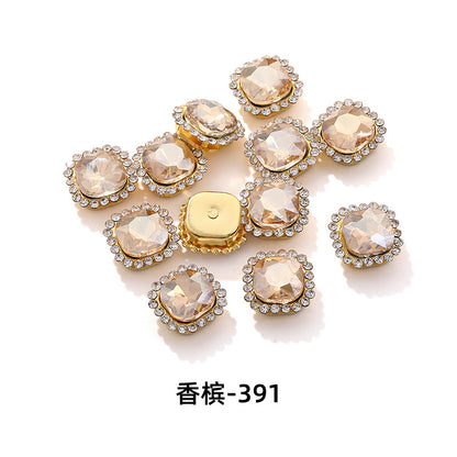 Fat square flower disc buckle sunflower double-layer glass drill DIY hand-punched hand-sewn diamond fat square diamond factory wholesale supply