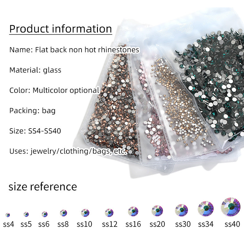 Flat Back Non-Hotfix Rhinestones - Glass Diamond 1440pcs Mobile Phone Case Accessories