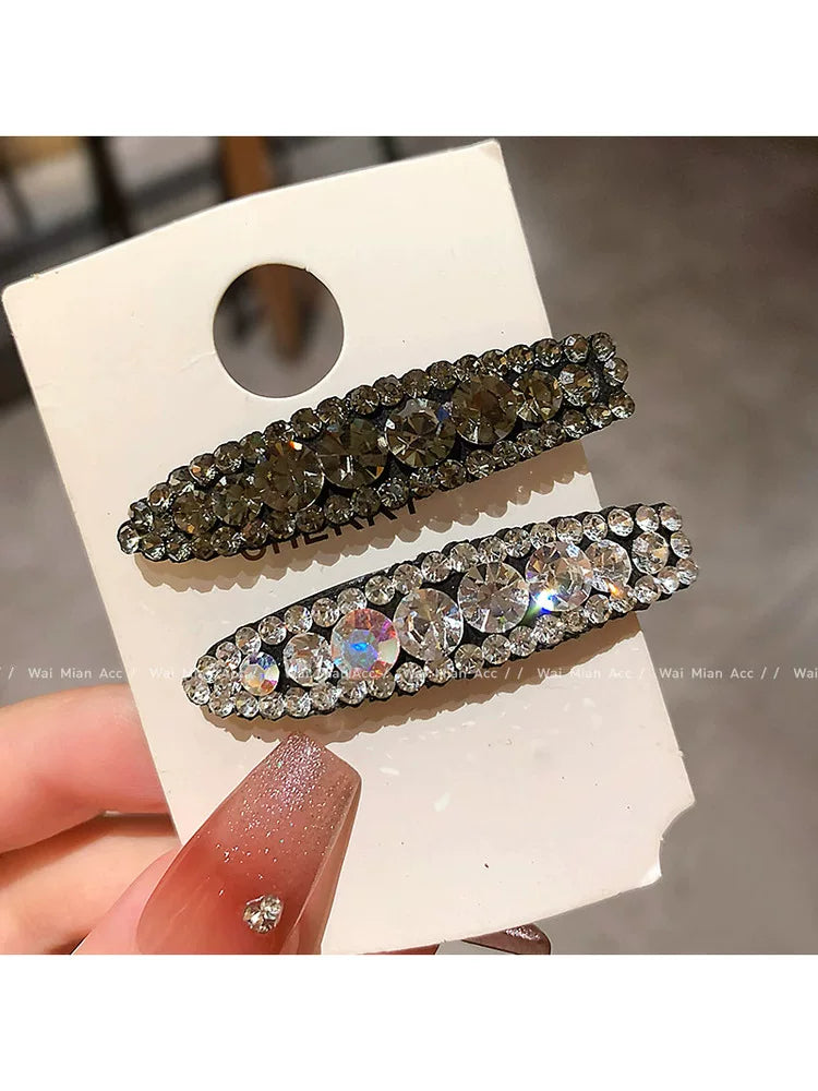 2026 New High-End Light Luxury Rhinestone Duckbill Clip for Women, Exquisite Full Diamond Bangs Side Clip, Forehead Hair Clip
