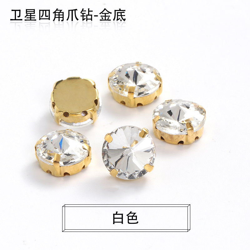 Xichuan new gold background satellite square corner hand sewing drill claw drill DIY clothing collar dress accessories material wholesale