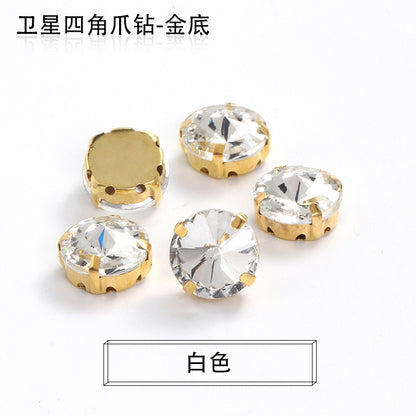 Xichuan new gold background satellite square corner hand sewing drill claw drill DIY clothing collar dress accessories material wholesale