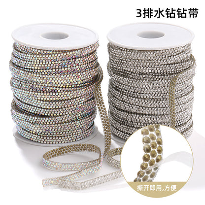 Hot-selling drill tape adhesive backing for immediate sticking drill strips, DIY self-adhesive drill sticks, glass rhinestone ribbons, clothing accessories