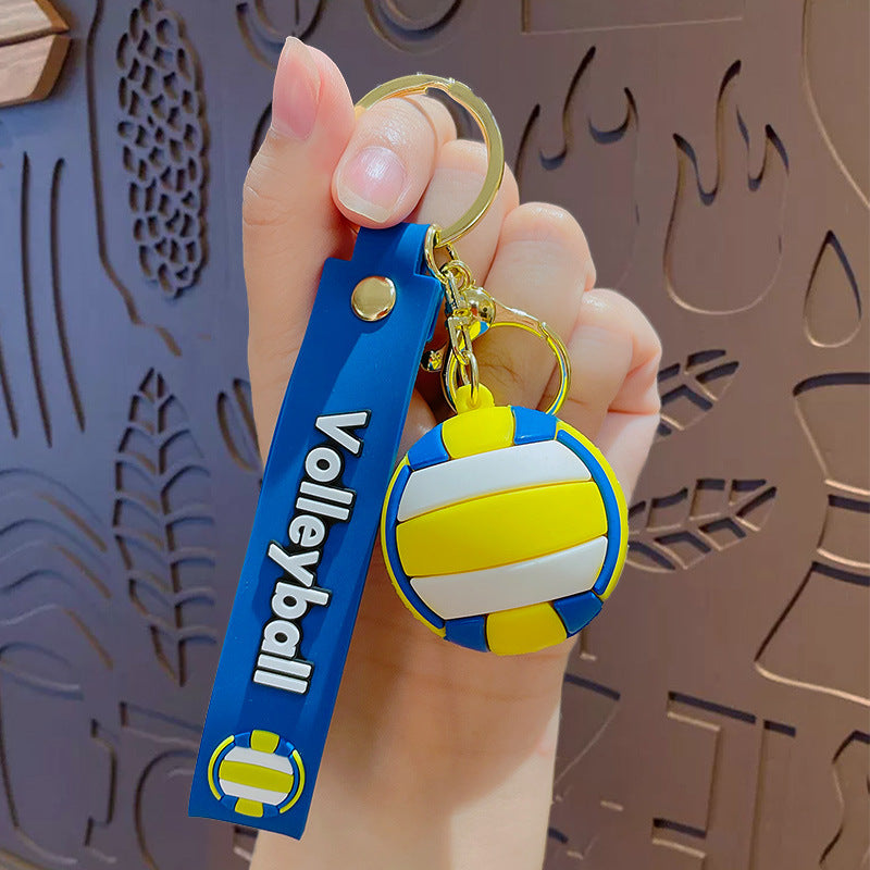 Creative cartoon ball series basketball keychain pendant men's and women's schoolbag pendant car key chain gift wholesale