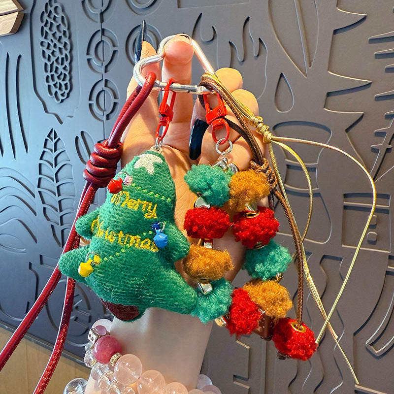 Creative PU Leather Christmas Tree Keychain Pendant Couple Car Bag Keychain Pendant Christmas Gift
