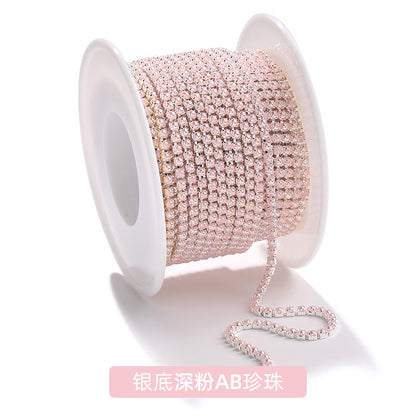 Factory supply pearl claw chain AB color chain 2mm dense claw chain DIY phone case diamond chain handmade material accessories