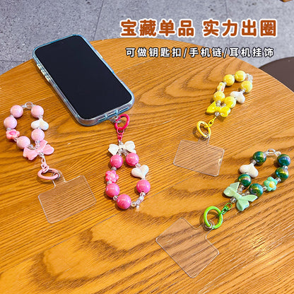 DIY colorful love bow beaded mobile phone chain small pendant couple simple car bag keychain pendant