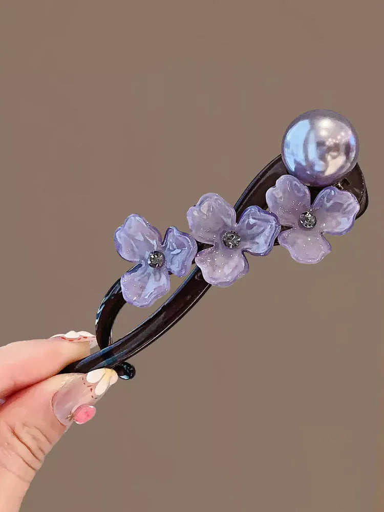 Elegant and sophisticated floral twist hair clips for women, 2026 new high-end back hair clip, straight duckbill clip