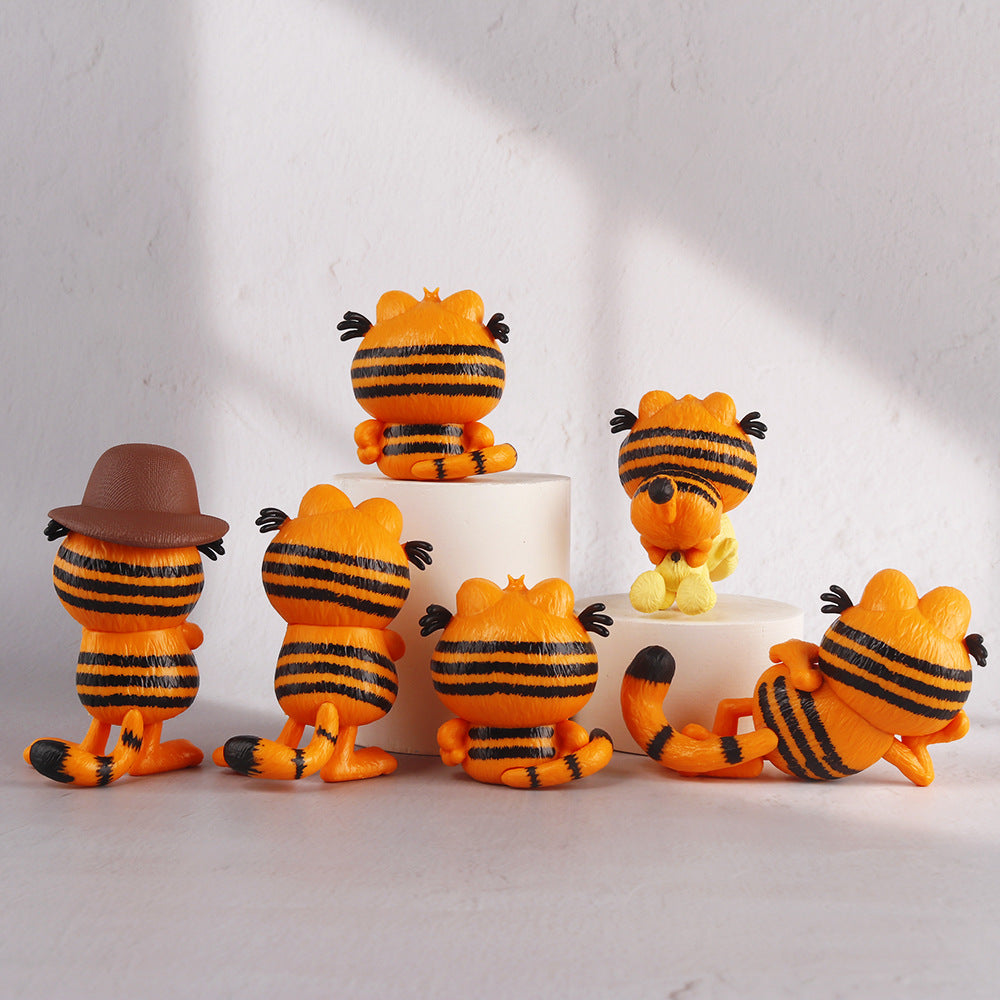 6 Garfield dolls Garfield figure toy model cake decoration ornament blind box claw machine wholesale