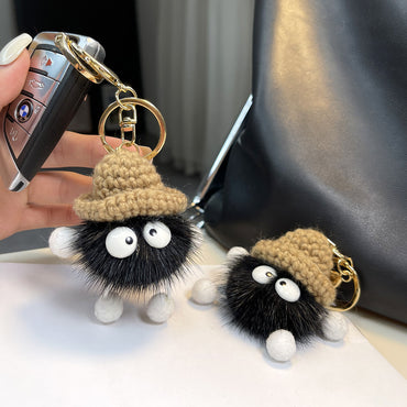 Imitation mink fur small briquette plush pendant, car keychain pendant, trinket, plush bag pendant, school bag pendant