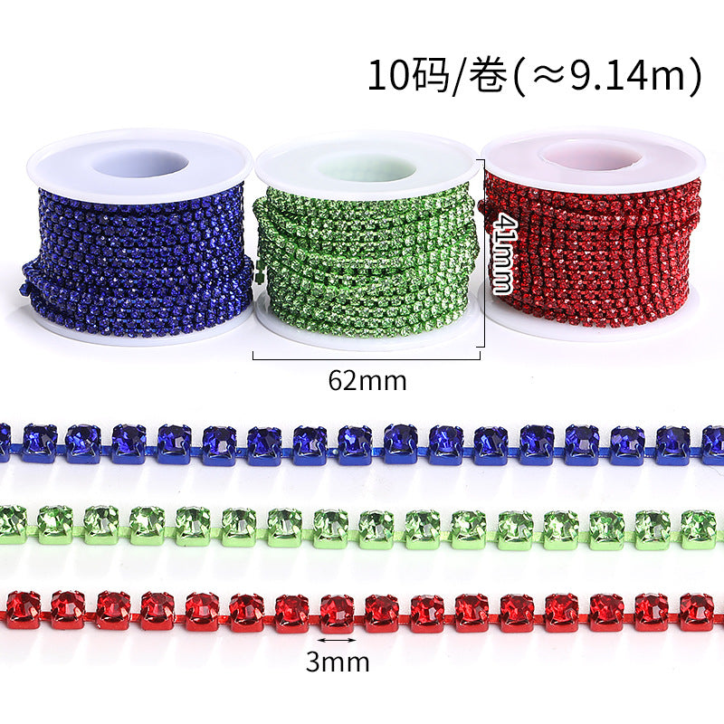 Cross-border explosive SS12 electrophoretic rhinestone claw chain, colorful diamond chain, intensive mobile phone case, luggage, clothing, accessories, diamond chain