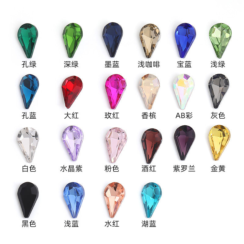 Long Drop Teardrop Diamond Rhinestones - Silver Crystal Luggage Jewelry Nail Art Clothing Hair Accessories