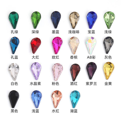 Long Drop Teardrop Diamond Rhinestones - Silver Crystal Luggage Jewelry Nail Art Clothing Hair Accessories