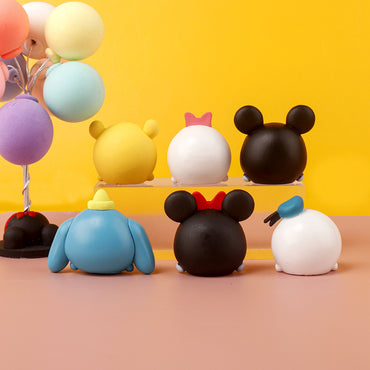 PVC Animal Jenga 6-Piece Set Cake Decorative Ornaments Mickey Donald Duck Elephant Winnie the Pooh Bear Car Ornaments