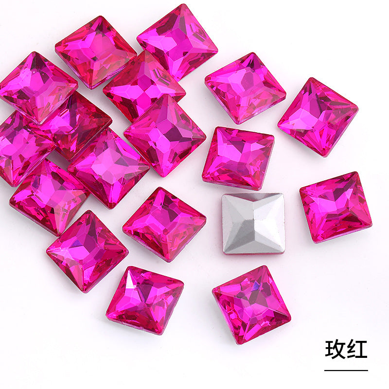 Square special-shaped diamonds, real silver-plated bottoms, bags, hair clips, accessories, shoes, clothing, accessories, pointed bottoms, square diamonds