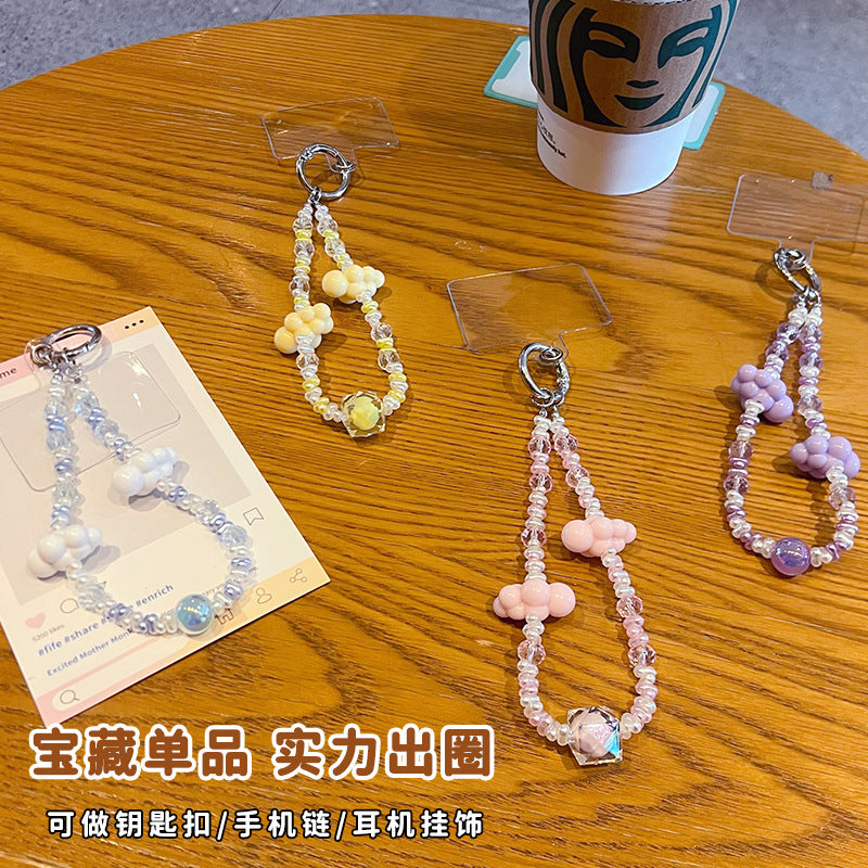 Original handmade DIY beaded cloud mobile phone chain pendant creative ins car keychain bag pendant accessories