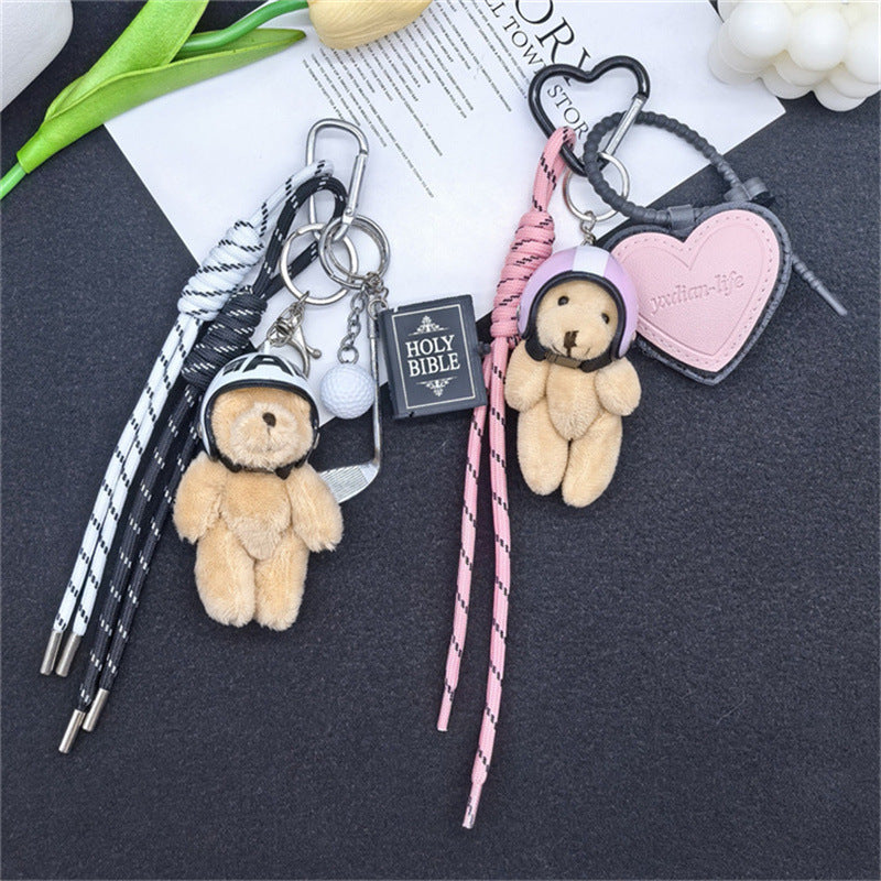 In the spring ins Korea helmet bear pendant suitable for Apple mobile phone pendant bag bag accessories girly heart cute