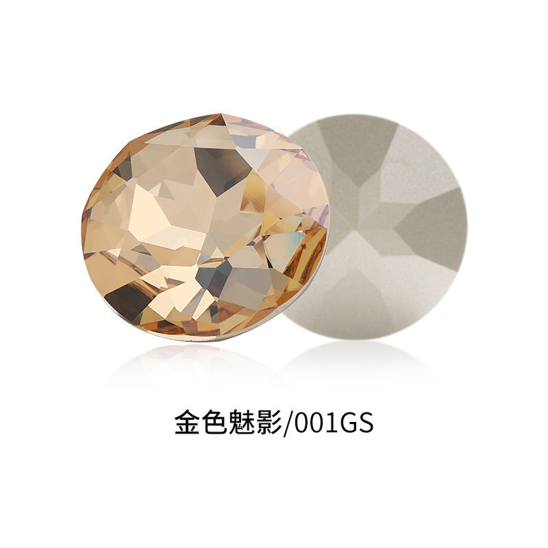 Cross-border electroplated high-end K9 gemstone flower 35mm round pointed base crystal glass diamond - clothing DIY accessory