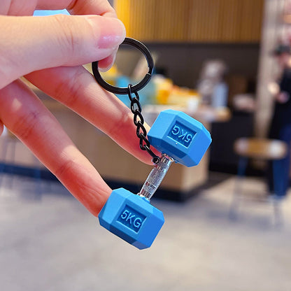 Creative DIY Sports Style Fitness Barbell Keychain Pendant Female Couple Miu Series Bag Pendant Keychain Accessories