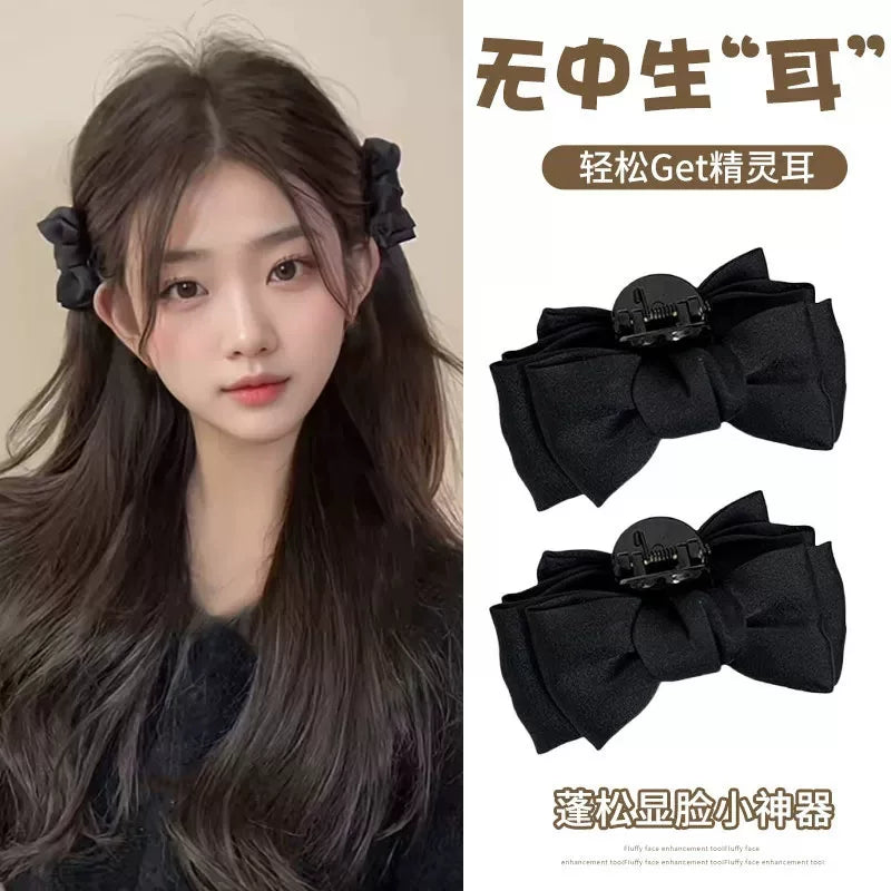 Mesh black bow hair chuck headdress, princess head small scratch clip broken hair, side bangs, clip, forehead hairpin woman