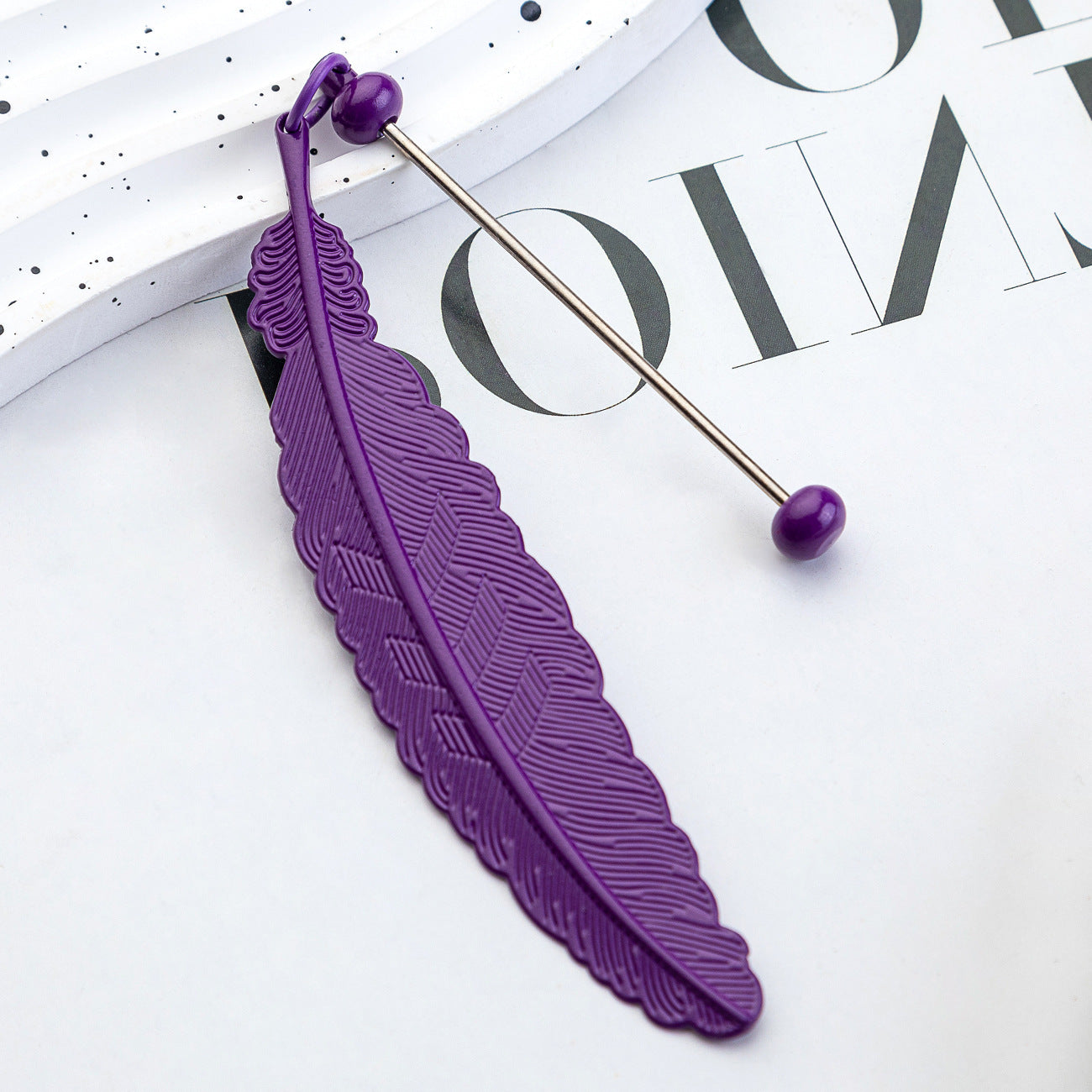DIY Beaded Feather Bookmark - Primary School Graduation Anniversary Souvenir Metal Bookmark Children's Cute Bookcase Pendant