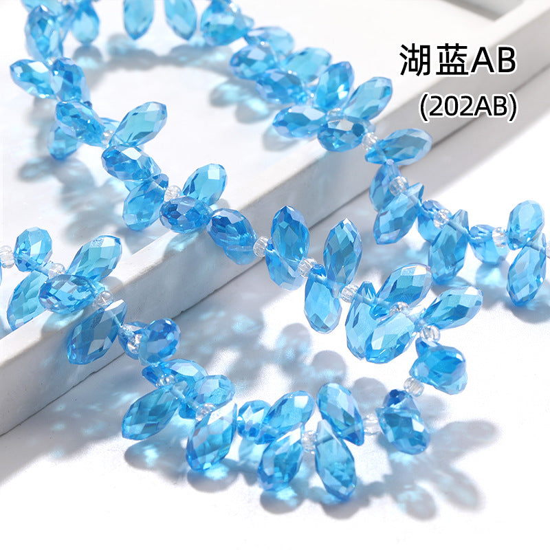 Water Drop Crystal Glass Beads - 6x12mm Horizontal Hole Multi-Color Beaded Curtain Clothing DIY