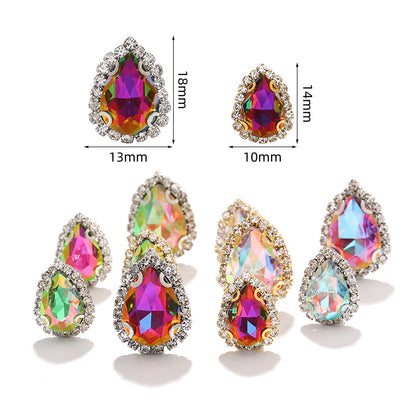 New waterdrop copper crystal buckle with vivid light color thickened base strap hole claw diamond shoes and hats and clothing accessories
