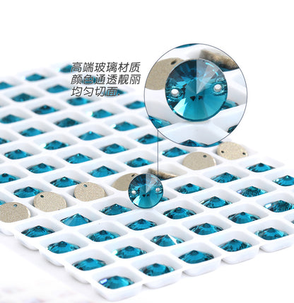 K9 Rivoli Flat Buckle Rhinestone - Double Hole Perforated Hand Sewing Drill Wedding Dress Decoration Super Flash