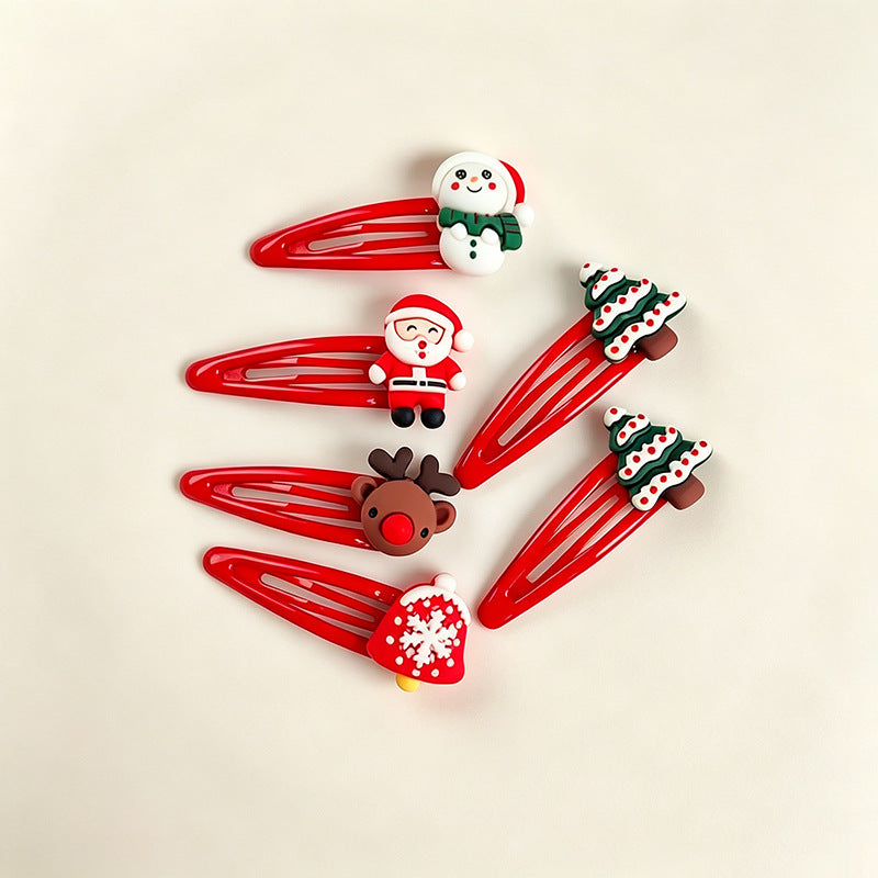 Christmas BB clip hairpin cartoon cute Santa hairpin red BB clip girl side clip bangs clip hair accessories