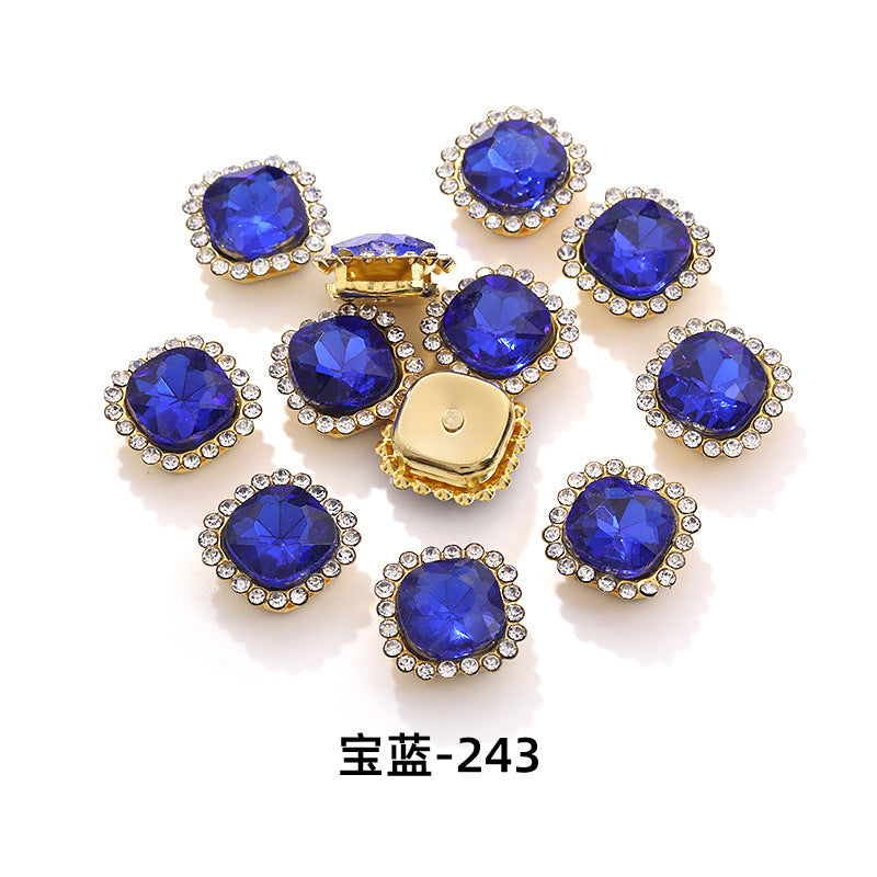 Fat square flower disc buckle sunflower double-layer glass drill DIY hand-punched hand-sewn diamond fat square diamond factory wholesale supply