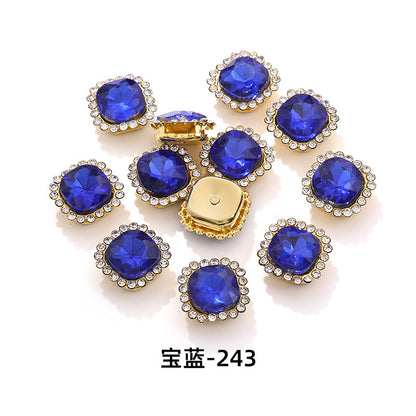 Fat square flower disc buckle sunflower double-layer glass drill DIY hand-punched hand-sewn diamond fat square diamond factory wholesale supply