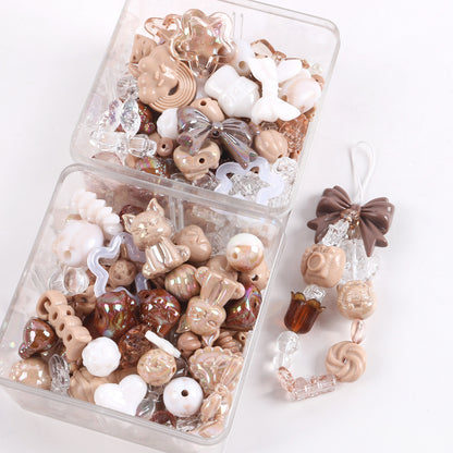 Cute Bow & Flower Acrylic Beads - DIY Mobile Phone Chain Necklace Lanyard Accessories