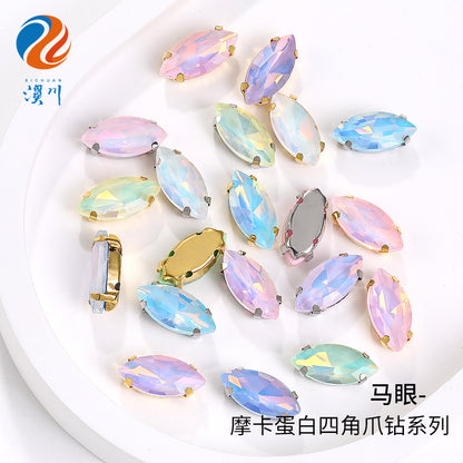 Xichuan horse's eye protein mocha claw drill with holes hand-sewn glass rhinestone DIY macaron clothing hat decoration