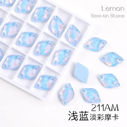Xichuan New K9 Lemon Flat Buckle Flat Bottom Double-Hole Beveled Glass Hand-Sewn Diamond Clothing DIY Accessories