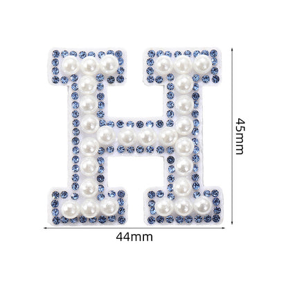 Blue diamond seamless adhesive 26 English letters for clothing and makeup bag decoration, non-woven fabric patch, adhesive backing