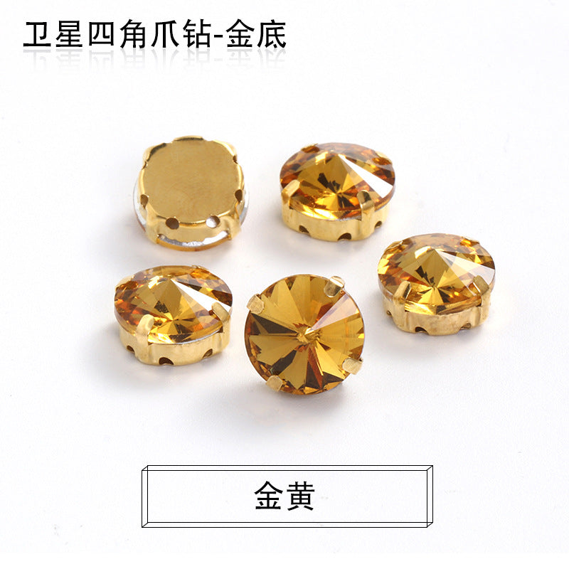 Xichuan new gold background satellite square corner hand sewing drill claw drill DIY clothing collar dress accessories material wholesale