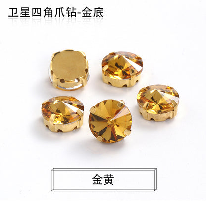 Xichuan new gold background satellite square corner hand sewing drill claw drill DIY clothing collar dress accessories material wholesale