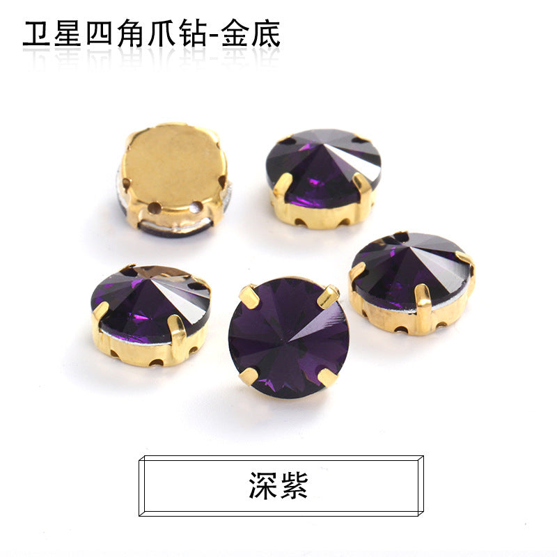 Xichuan new gold background satellite square corner hand sewing drill claw drill DIY clothing collar dress accessories material wholesale